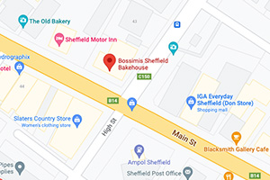 map showing the location of Bossimis Bakehouse and Cafe
